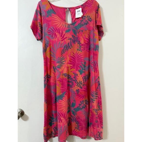 NWT Fresh Produce Papaya Fruit Tropical Midi Dress - Made in USA - Size L - Picture 1 of 11
